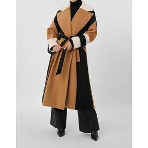 NEW TOCCIN brandy colorblock trench coat in multicolor